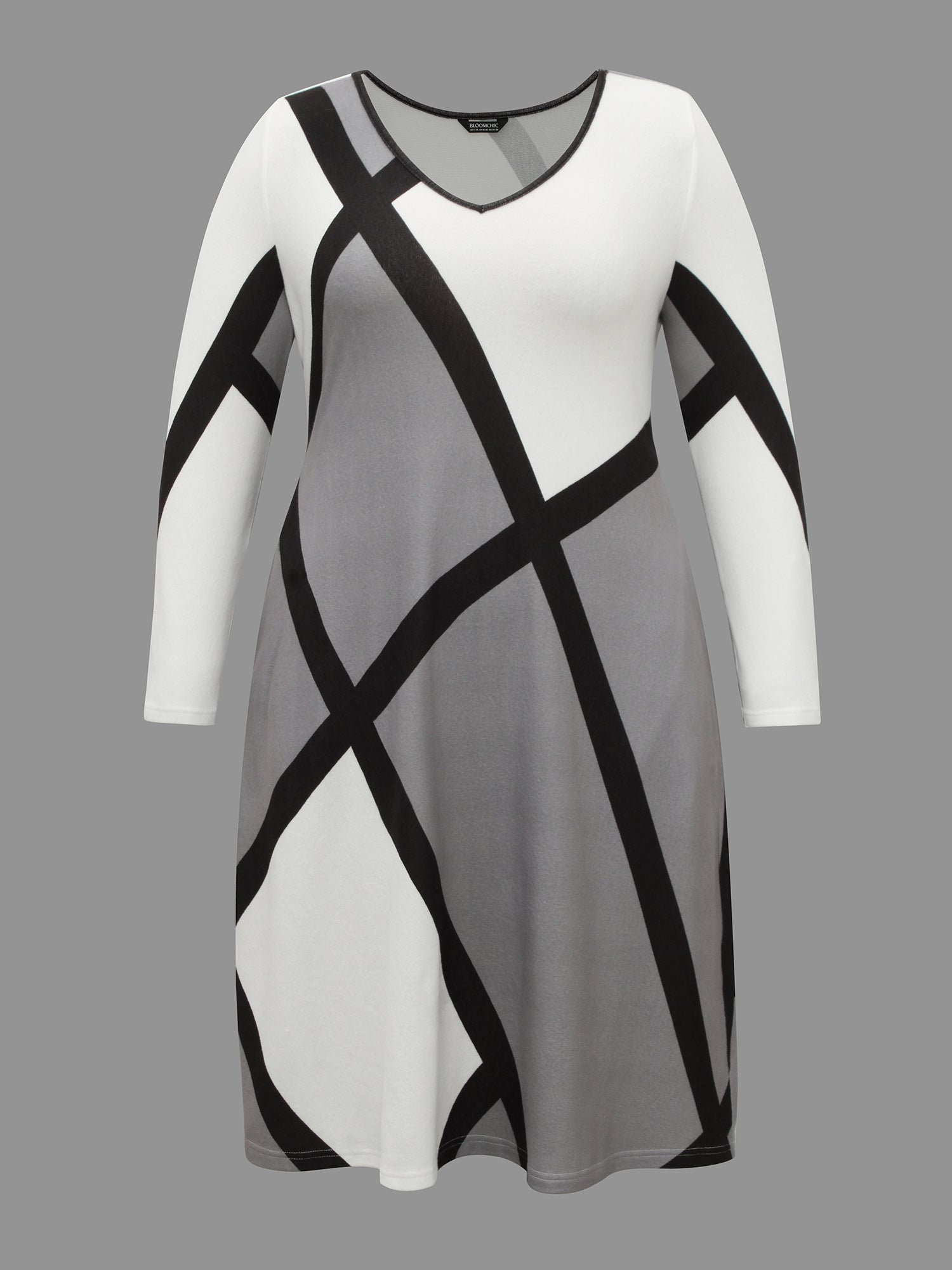 V Neck Colorblock Contrast Pocket Dress