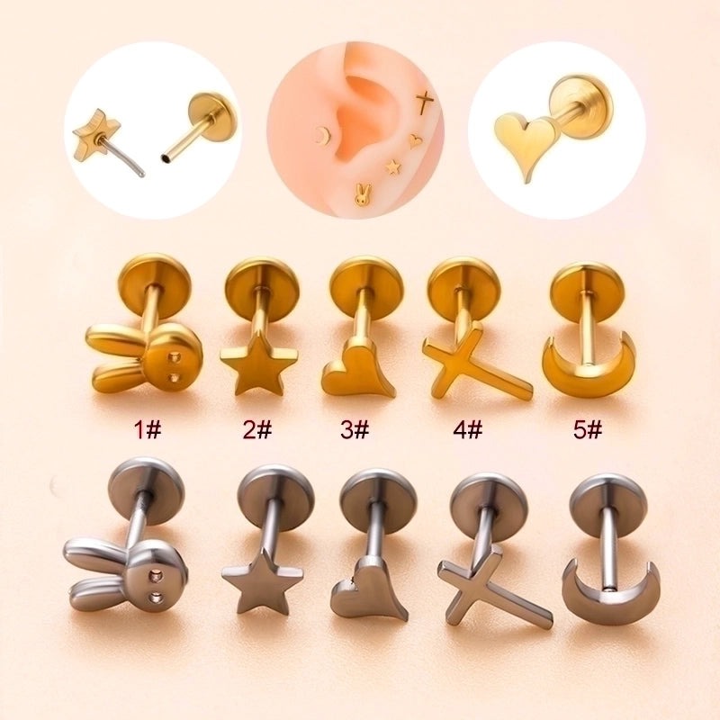 1 Piece Ear Cartilage Rings & Studs Minimalist Geometric Round 316L Stainless Steel  Plating 18K Gold Plated Ear Cartilage Rings & Studs