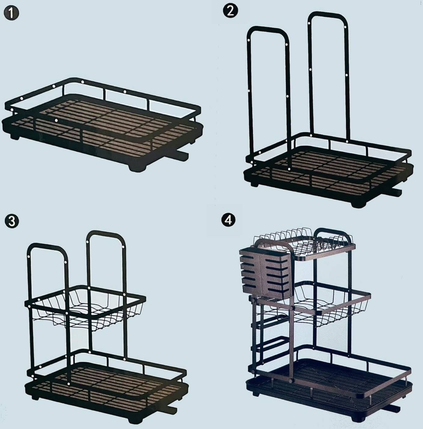 3-Tier Dish Drying Rack.Stainless Steel Dish Drying Rack for Kitchen