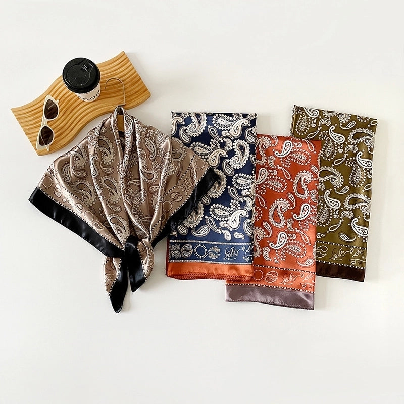Women's Casual Vacation Printing Satin Printing And Dyeing Floral Silk Scarf Kerchief