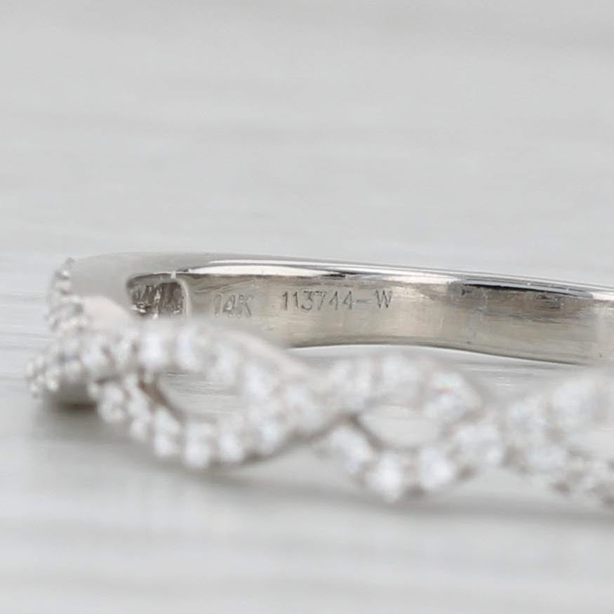 0.33ctw Woven Diamond Band 14k White Gold Stackable Wedding Ring Size 8.25