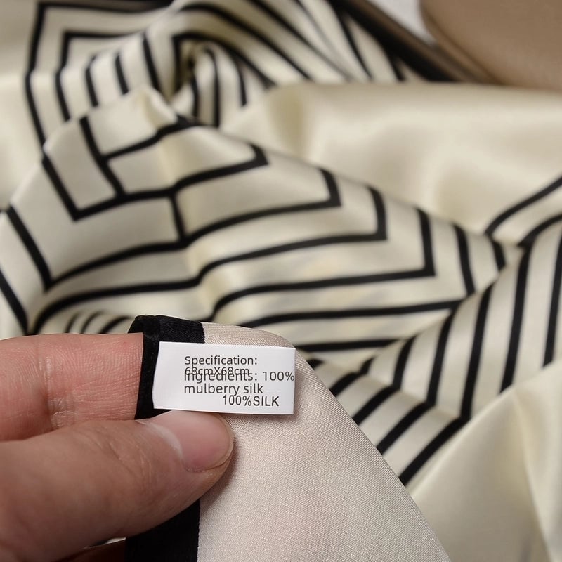 Silk Scarf Women's Spring Fashion Striped Silk Scarf 70 Square Scarf Advanced Sunscreen Scarf