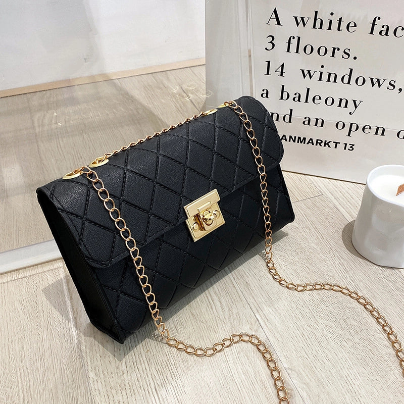 New Style Rhombus Plaid Shoulder Chain Small Square Bag