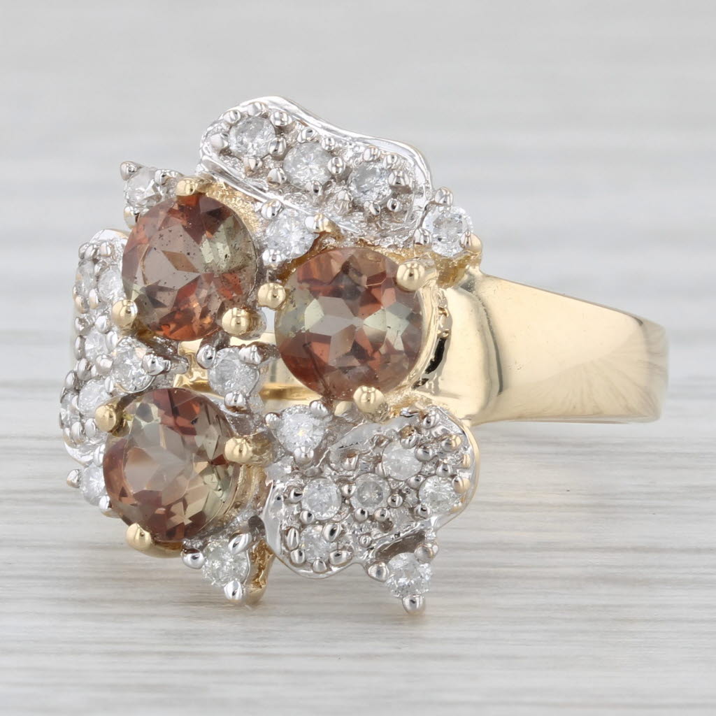 1.88ctw Andalusite Diamond Cluster 14k Yellow Gold Ring Size 7.25
