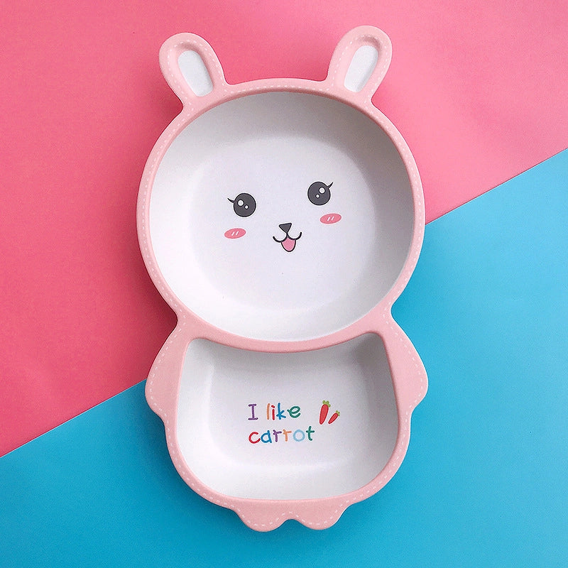 Creative Cute Cartoon Bamboo Fiber Children Dishes Household Kindergarten Children's Plate Baby Grid Plate