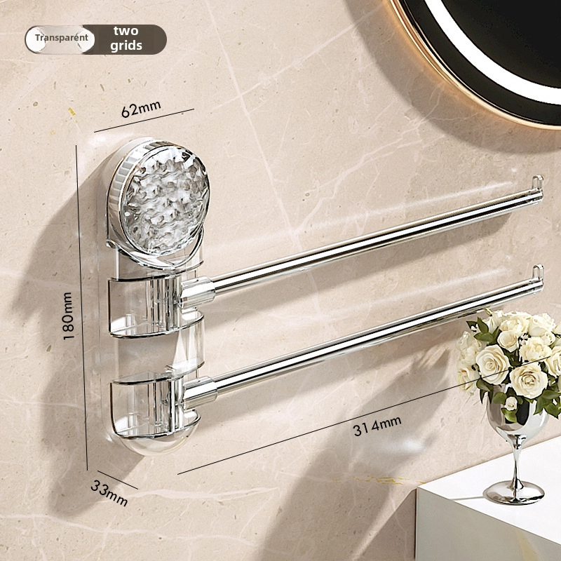 Suction Cup Towel Rack Internet Celebrity Punch-free Wall-mounted Rotating Rack Bathroom Towel Bar Multi-bar Multi-function Rack