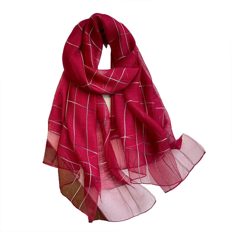 Women's Elegant Stripe Silk Fleece Silk Scarves
