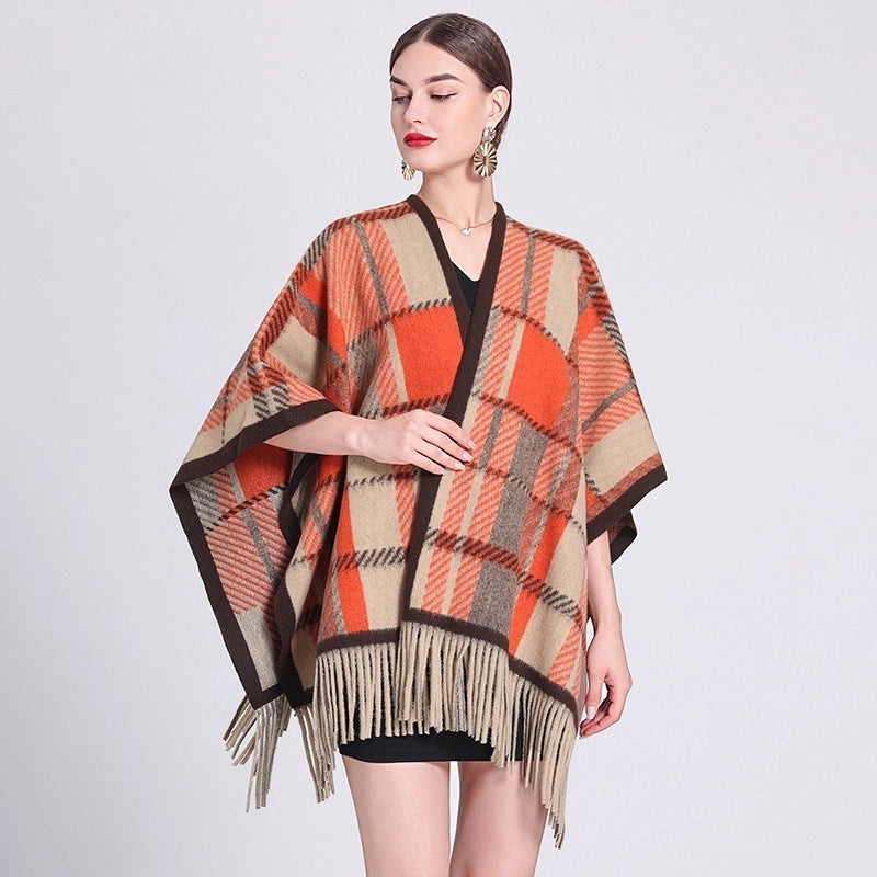 Women's Streetwear Plaid Blended Shawl