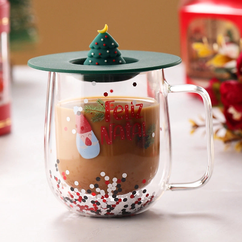 Christmas Casual Vacation Cartoon Borosilicate Glass Water Bottles 1 Piece