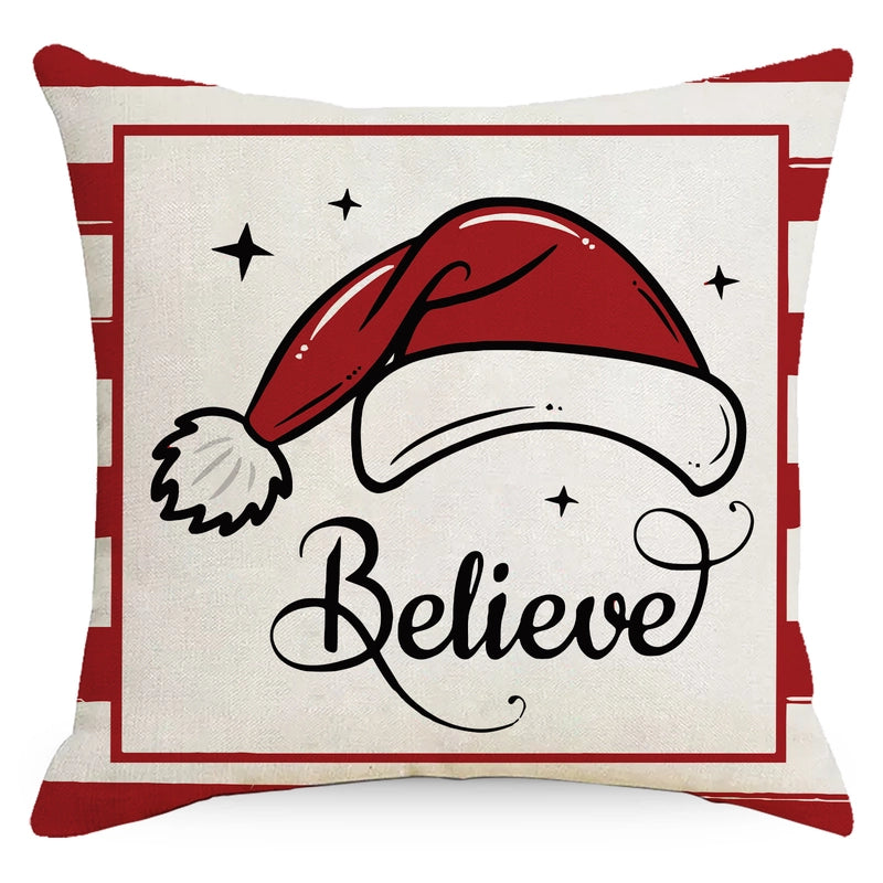 Fashion Christmas Tree Christmas Socks Letter Linen Pillow Cases