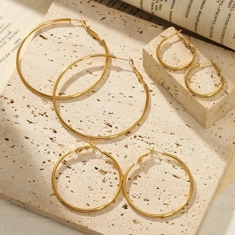 1 Pair Minimalist Solid Color Plating 304 Stainless Steel Stainless Steel Earrings