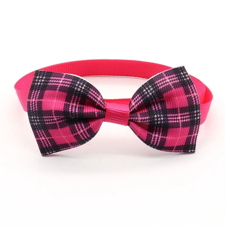 Fashion Pet Dog Cat Tie Collar Accessories Plaid Striped Pet Bow Tie
