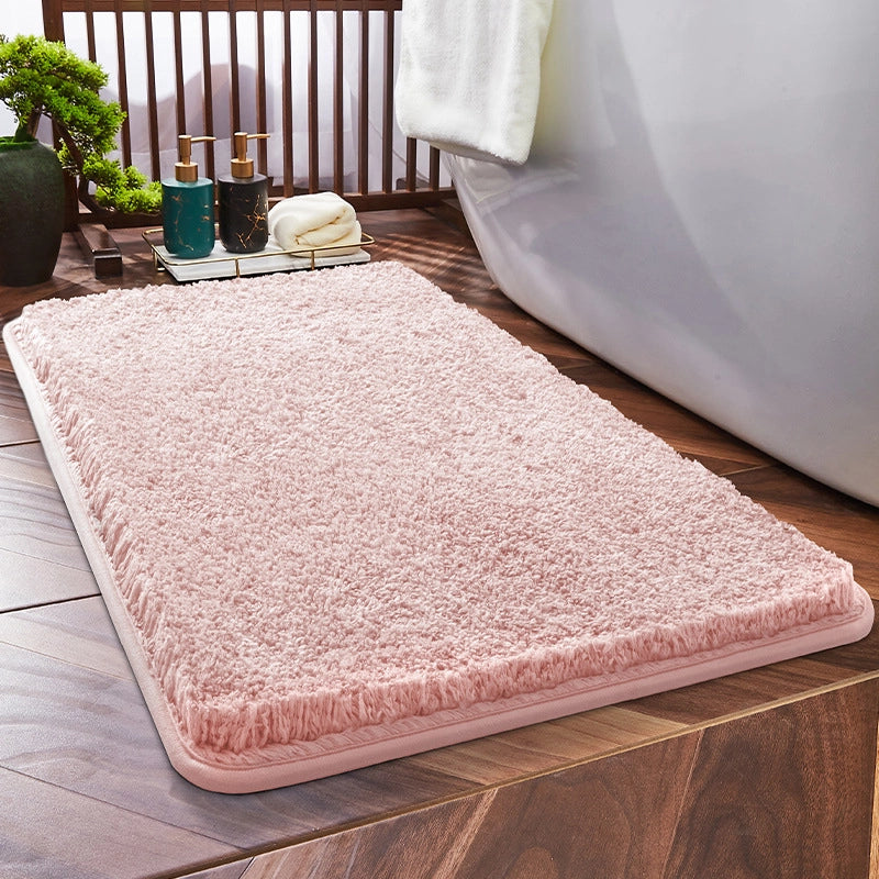 Household Bathroom Door Mat Solid Color Simple Bathroom Absorbent Non-Slip Mat Spot Thickened Fiber Floor Mat