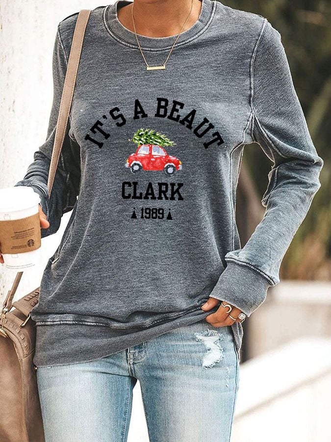 Women's Christmas It's A Beaut Clark Print Casual Sweatshirt