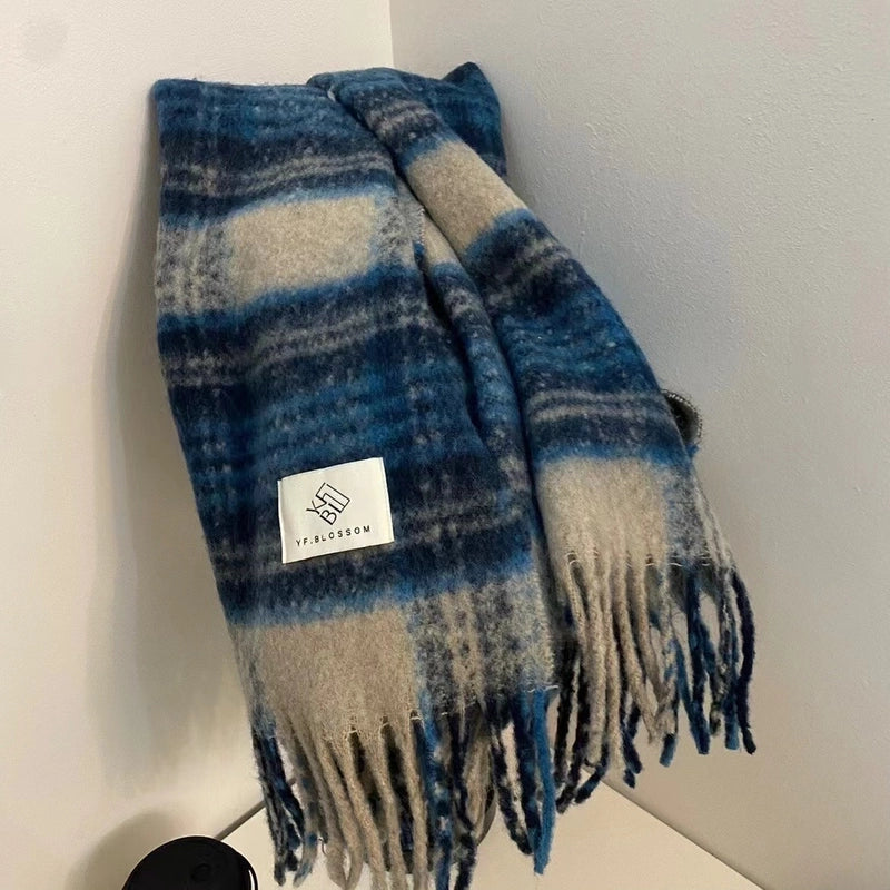 Women's Basic Plaid Polyester Scarf