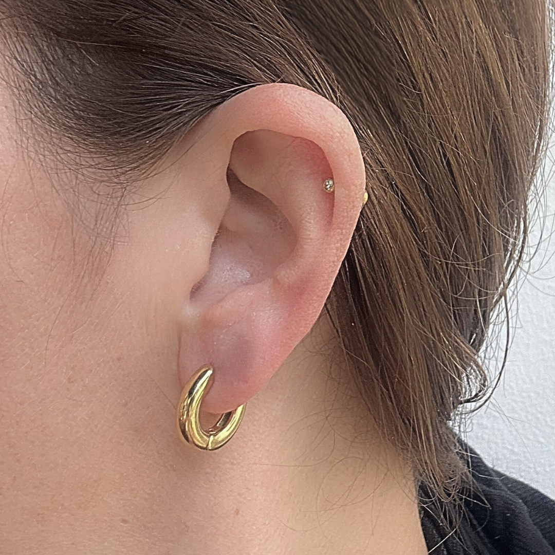 12mm Chunky hinged hoops - Gold