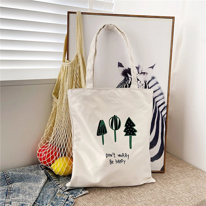 Women's Medium Canvas Letter Classic Style Sewing Thread Square Zipper Canvas Bag
