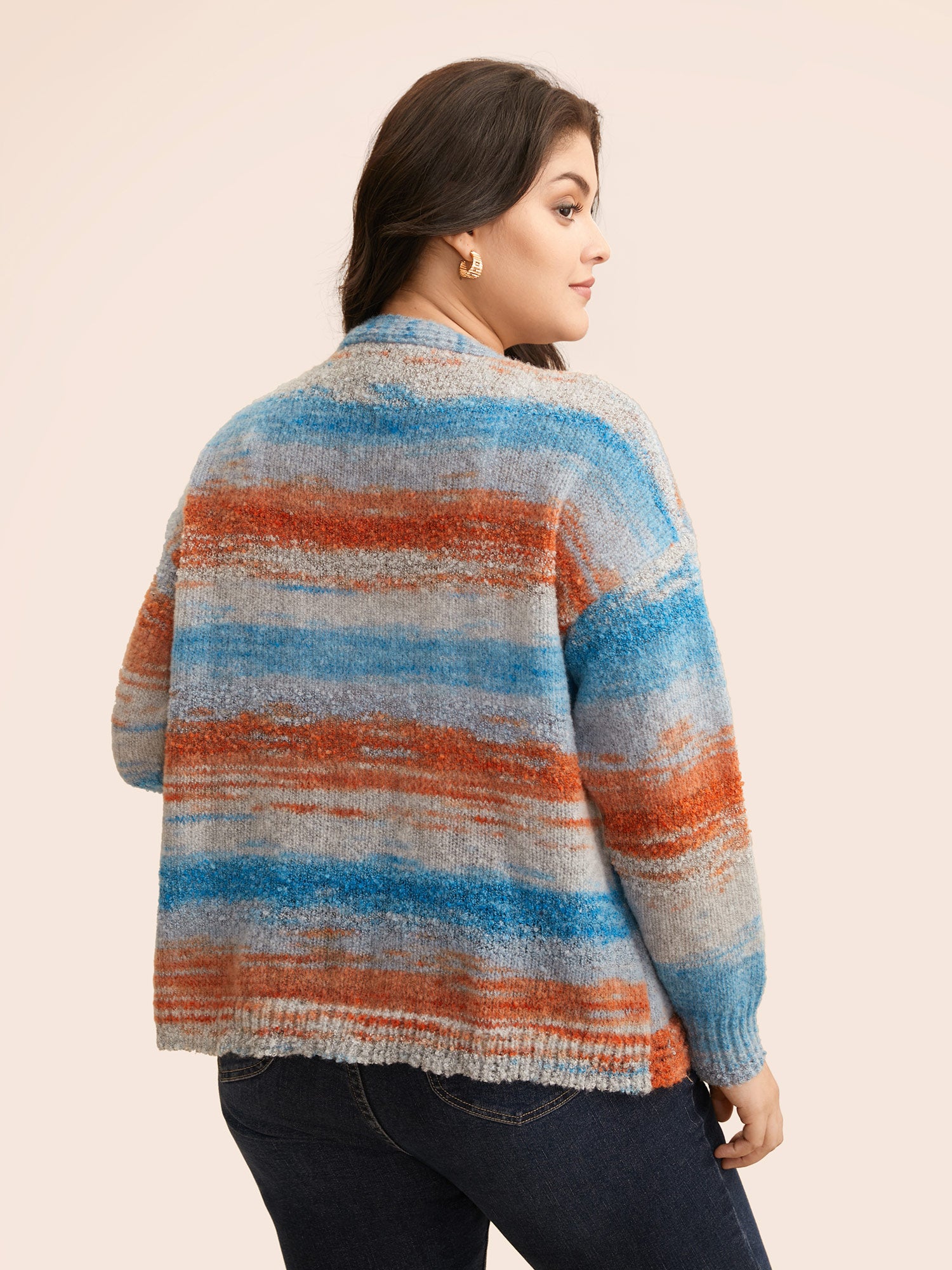 Ombre Open Front Curved Hem Cardigan