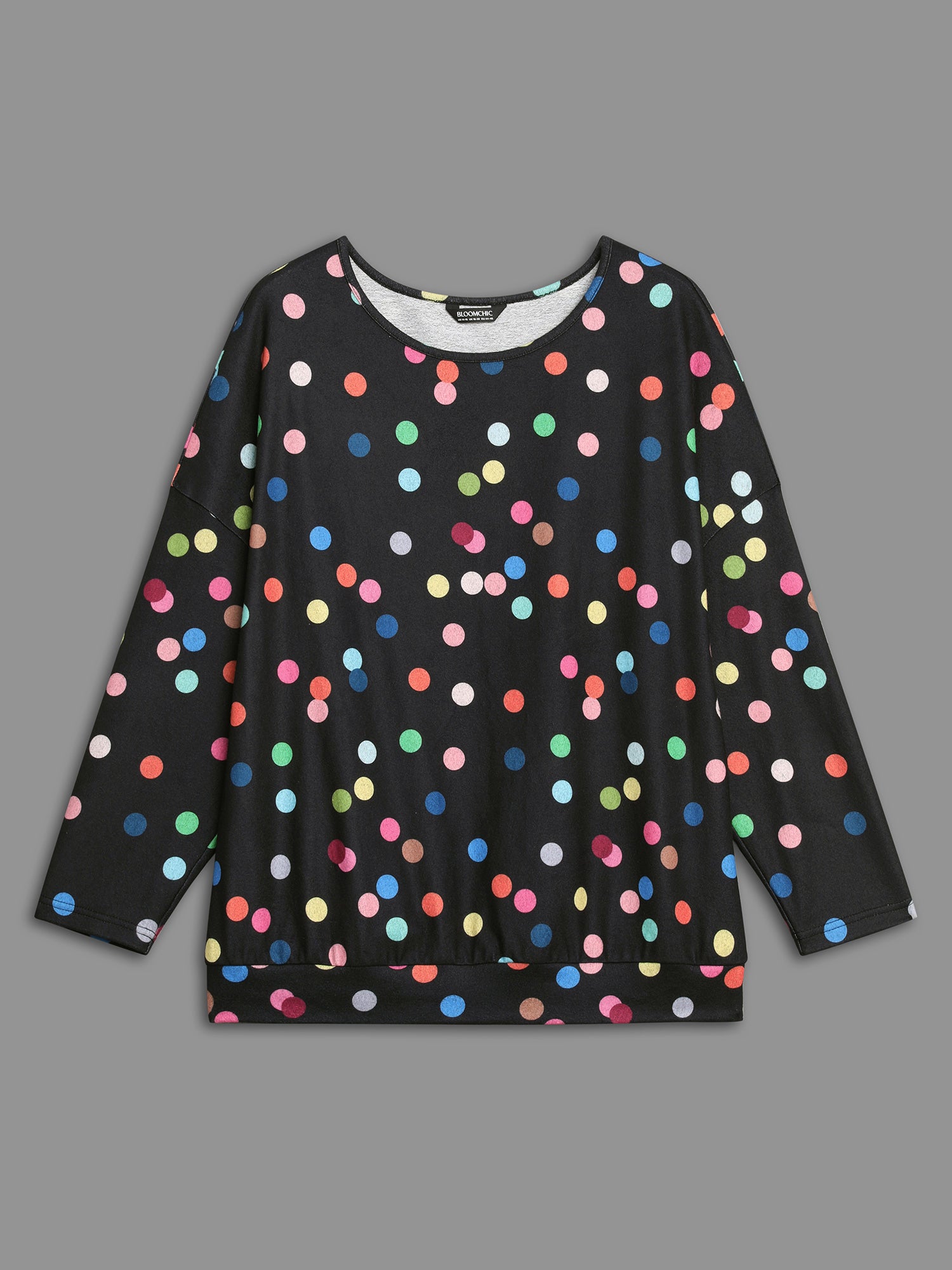 Color Polka Dot Drop Shoulder T-shirt