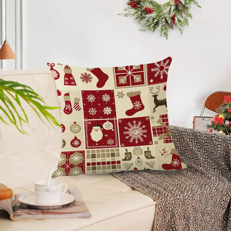 Christmas Classic Style Christmas Tree Snowman Snowflake Linen Polyester Pillow Cases Couch & Sofa Decor