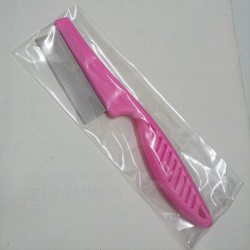 Dog Cat Pet Cleaning Face Comb Flea Removal Teeth Comb Plastic Handle Steel Needle To Floating Lice Small White Comb