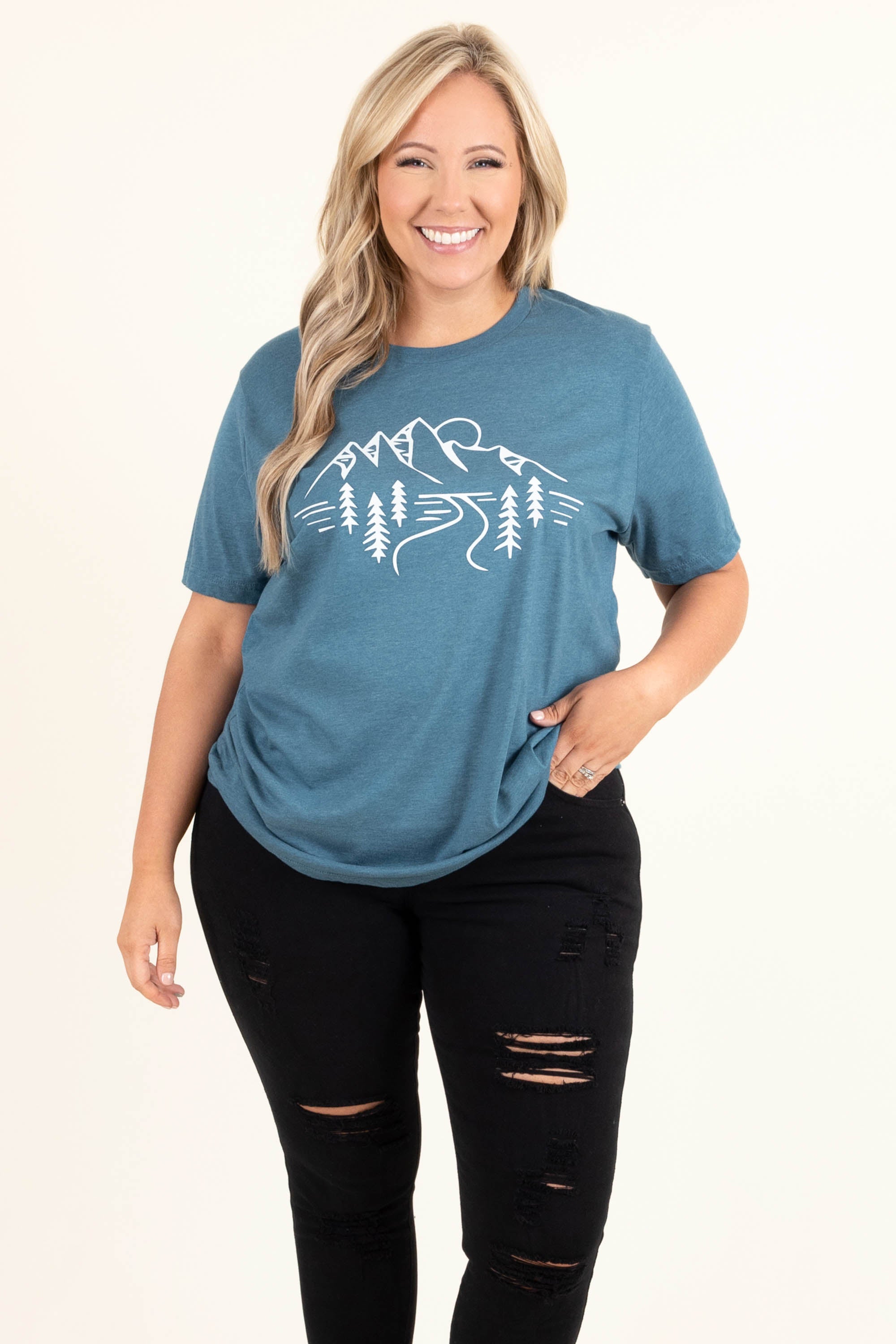 Exploring Nature Tee. Heather Deep Teal