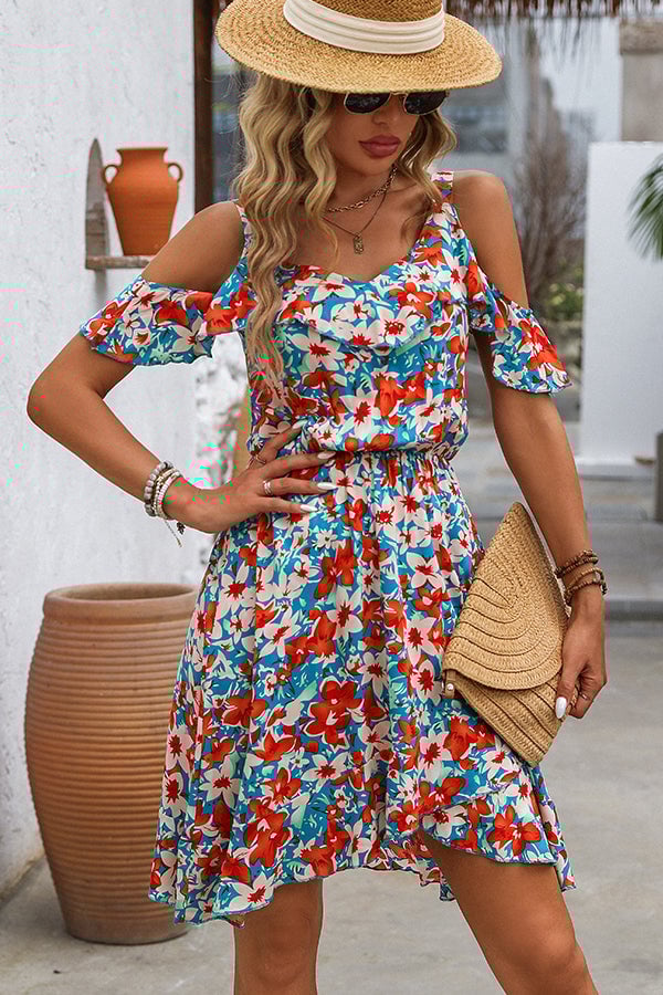 Fashion Off-the-shoulder Floral Casual Dress
