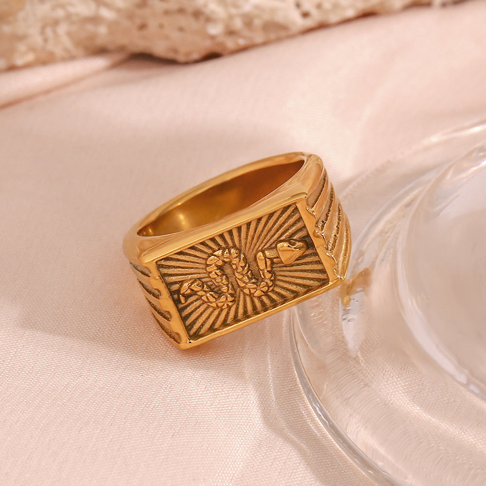 Expressive Fashion Snake  Zodiac Animal Stainless Steel 18K Gold Plated Rings