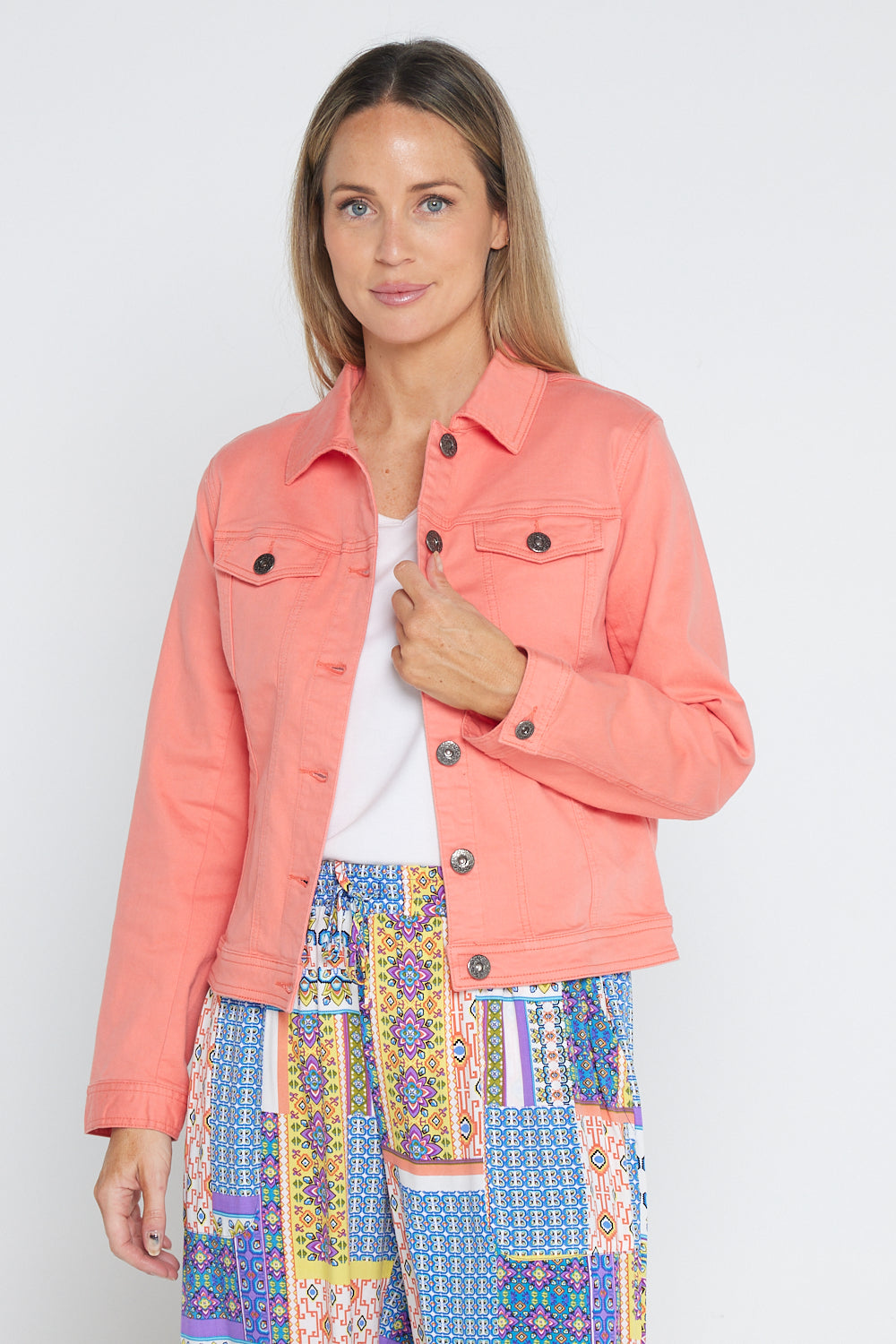 Michigan Denim Jacket - Coral