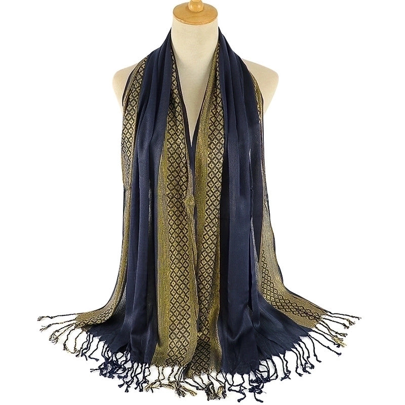 Women's Minimalist Color Block Cotton Scarf
