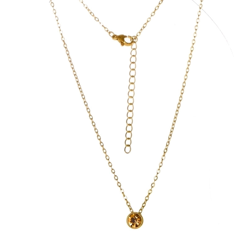 Stainless Steel 18K Gold Plated Rose Gold Plated IG Style Plating Inlay Round Birthstone Pendant Necklace