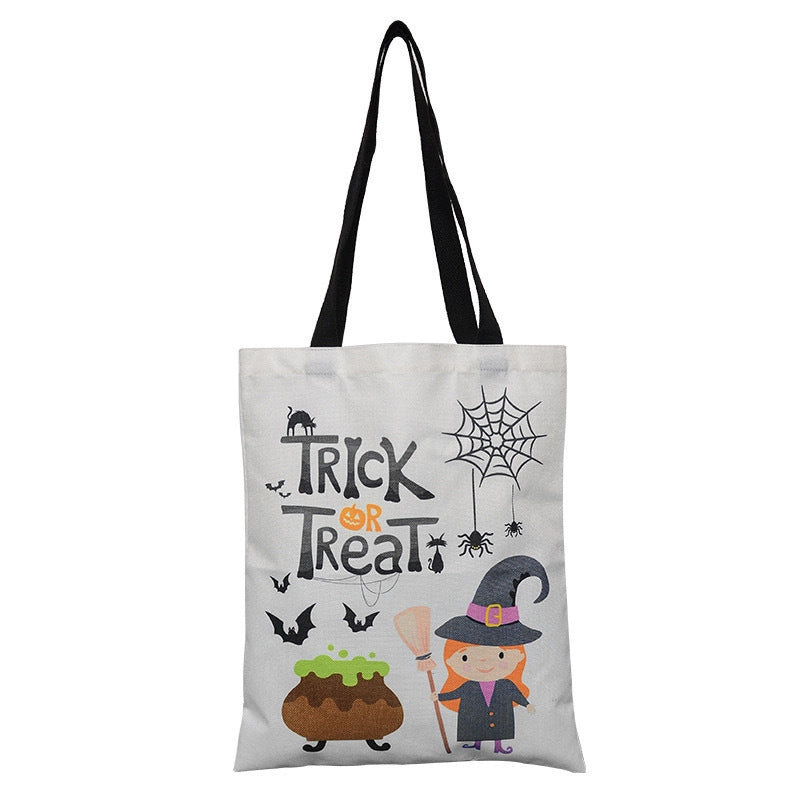 Halloween Unisex Medium Canvas Pumpkin Letter Streetwear Square Open Canvas Bag