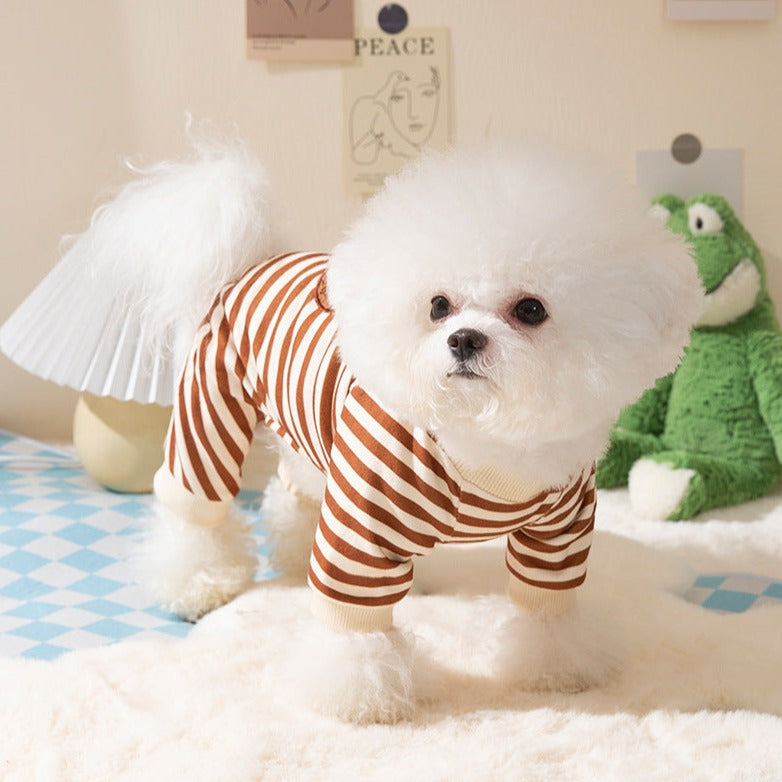 Striped Bear Printed Dog Cat Jumpsuit
