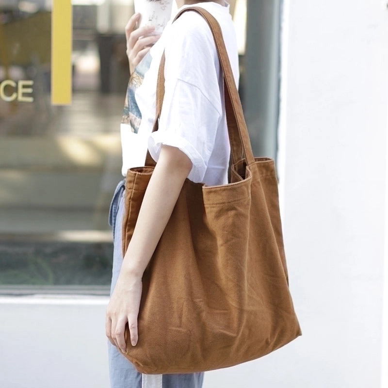 Women's Streetwear Solid Color Canvas Shopping Bags