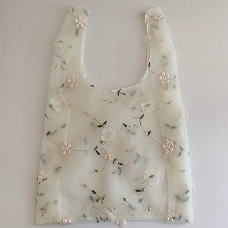 Women's Basic Flower Polyester Shopping Bags
