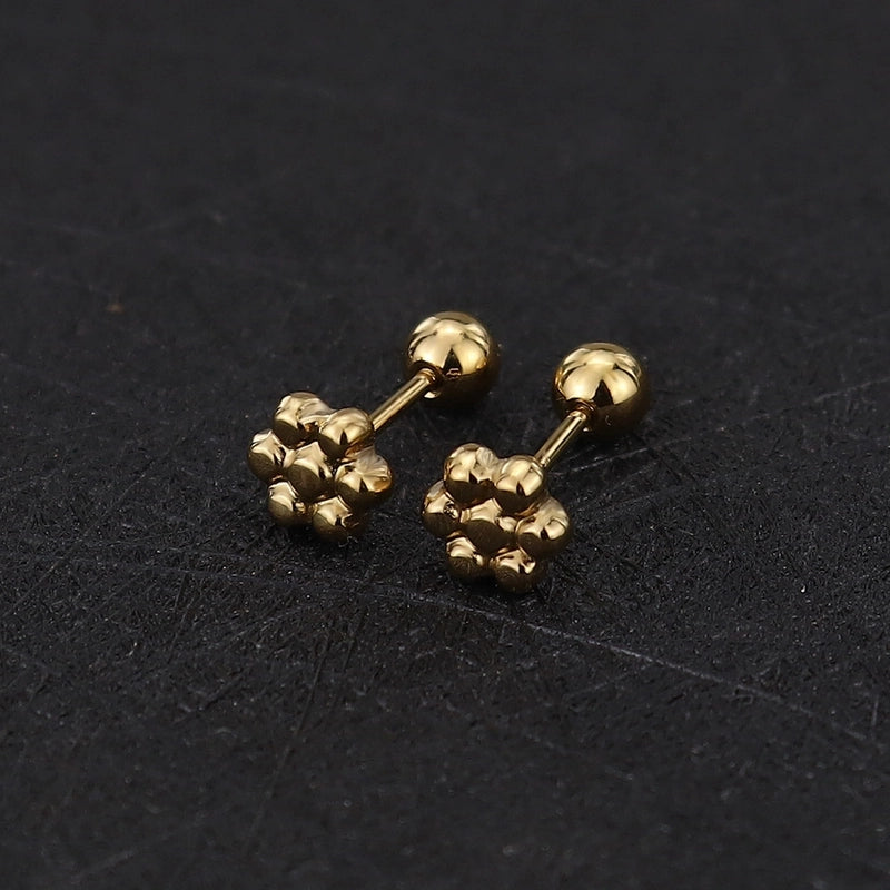 1 Piece Cute Minimalist Geometric Animal Crown Plating Titanium Steel Ear Studs
