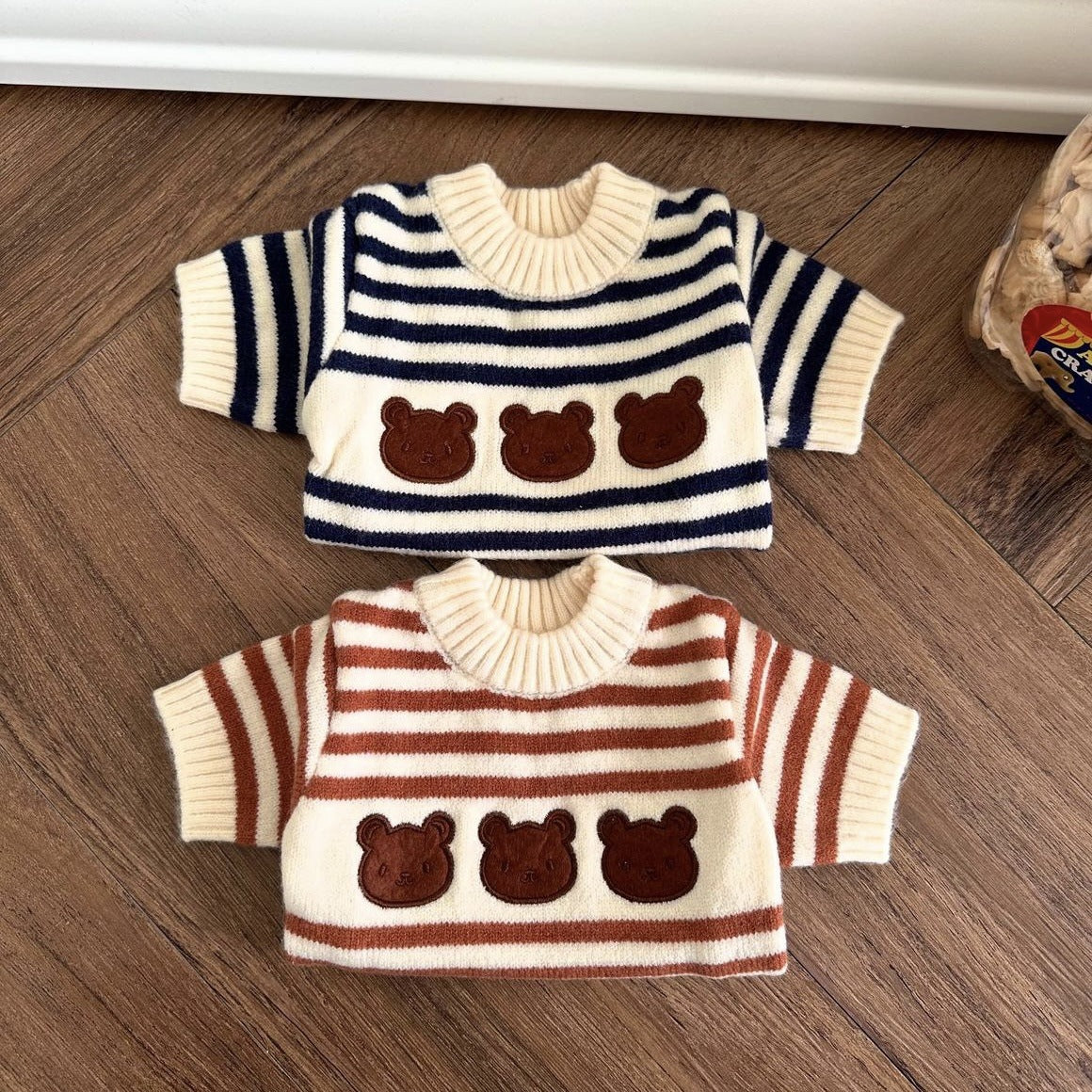 Striped Bear Pattern Knitted Dog Cat Sweater