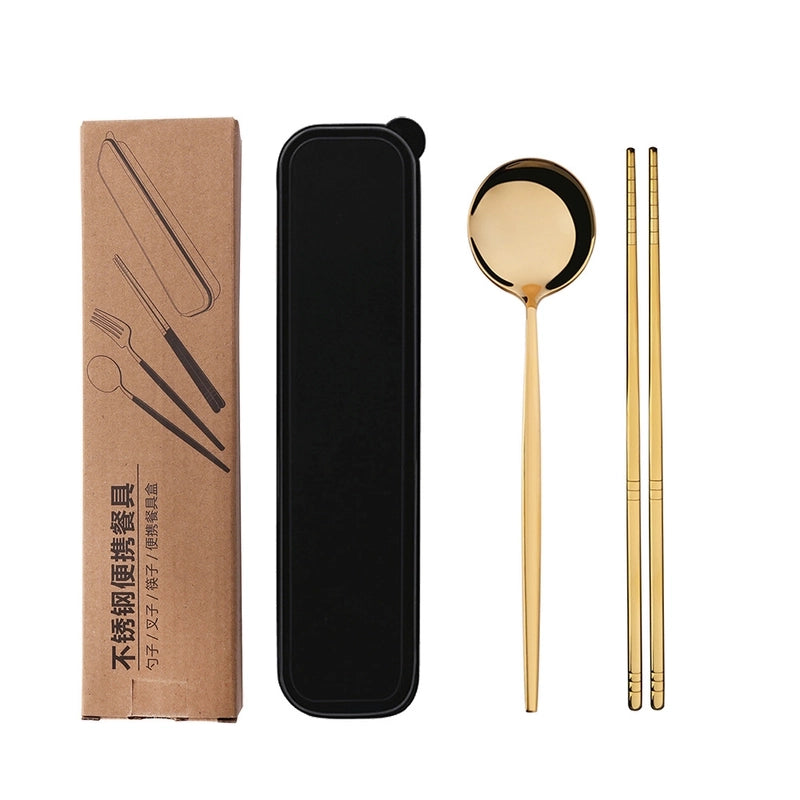 Casual Solid Color Stainless Steel Tableware 1 Set