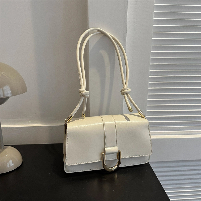 Women's Pu Leather Solid Color Basic Classic Style Square Magnetic Buckle Crossbody Bag Underarm Bag