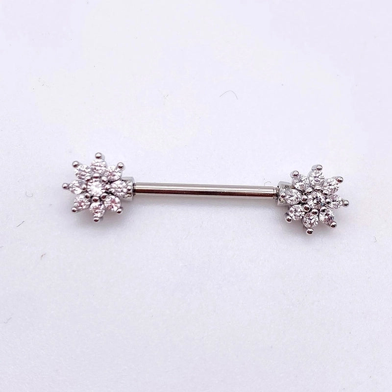 Fashion Leaf Star Wings Stainless Steel Inlaid Zircon Nipple Ring 1 Piece