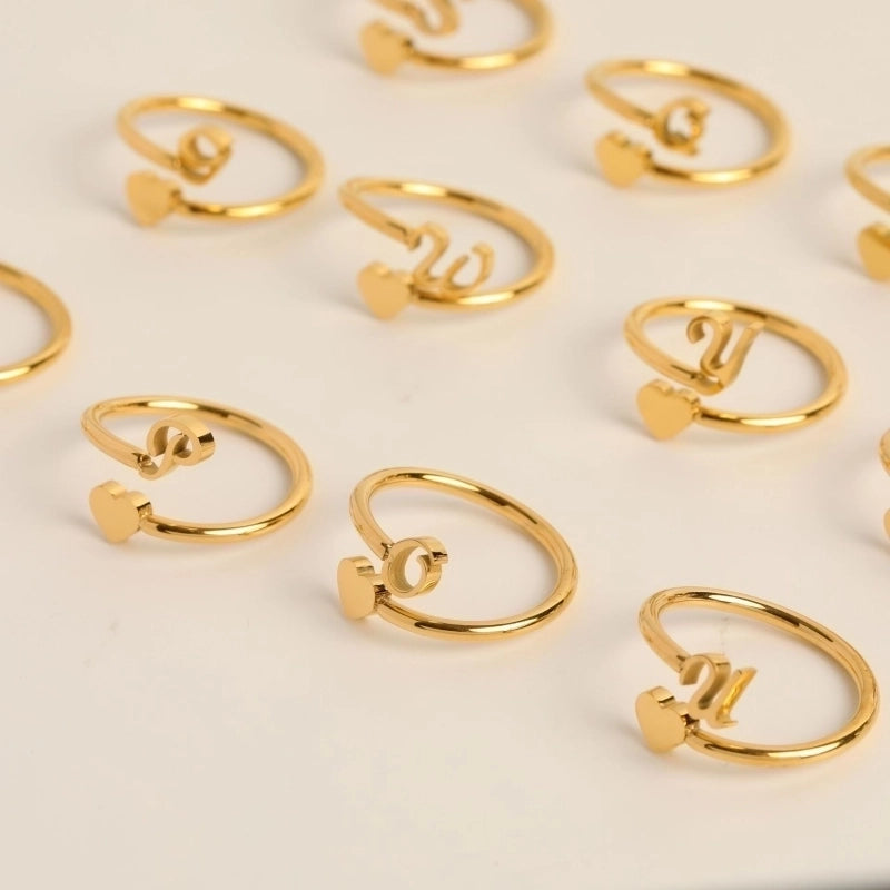 Fashion Letter 304 Stainless Steel Gold Plated Plating Stainless Steel Rings