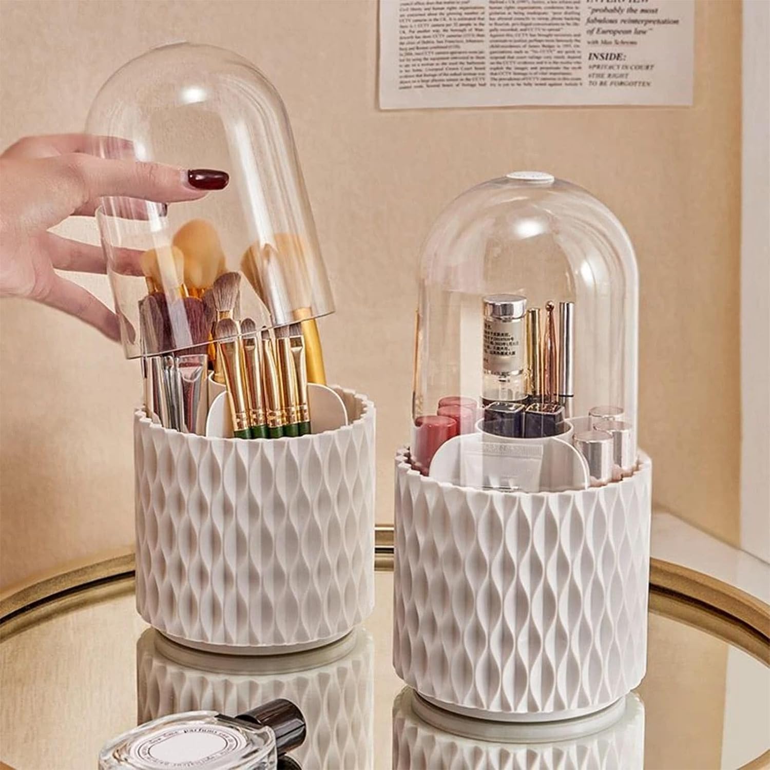 Makeup Brush Holder. Rotating Waterproof Brush Holder Cosmetic Storage Box