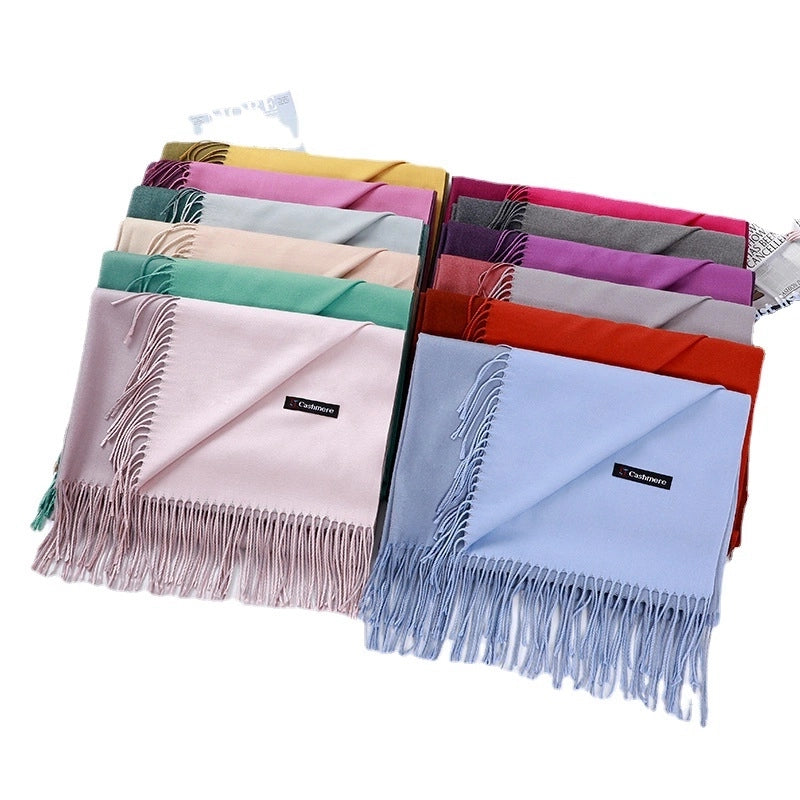 Double-sided Scarf Women's Winter Tassel Cashmere Scarf Autumn And Winter Version New Wool Men's Scarf