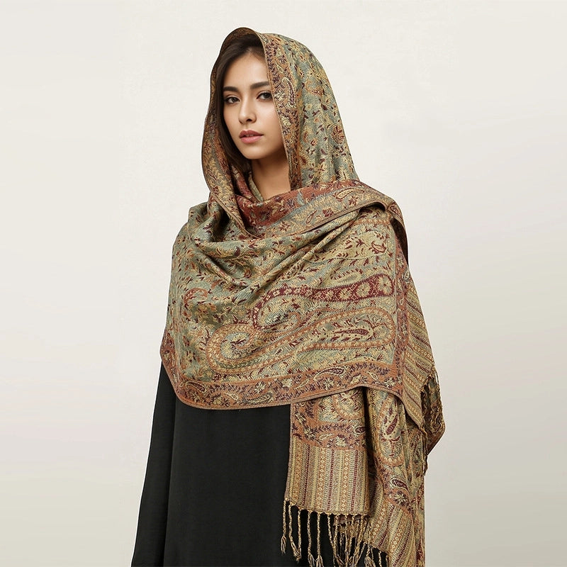 Women's Elegant Geometric Cotton Acrylic Shawl