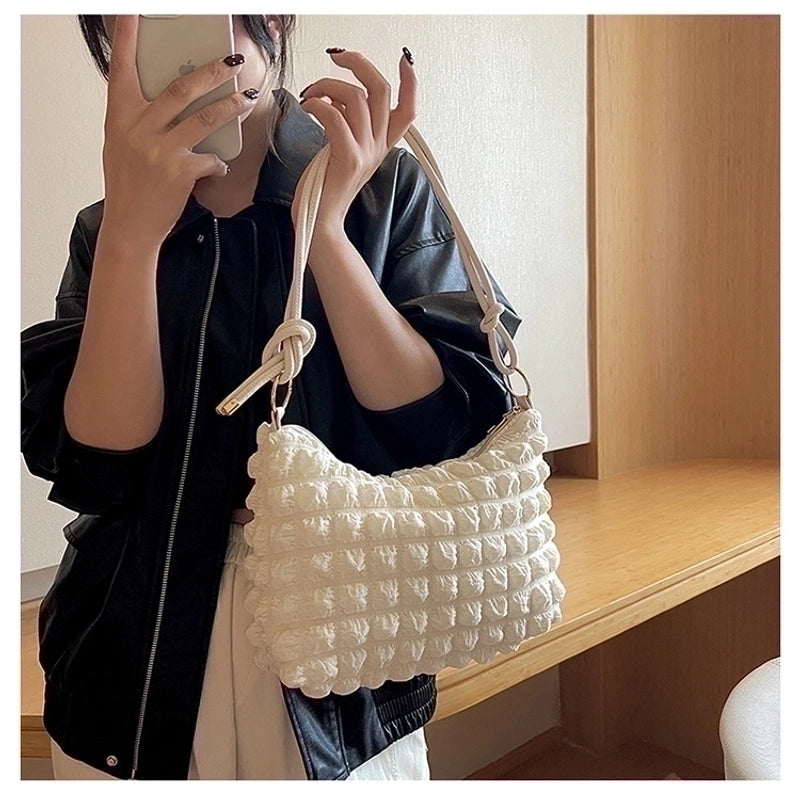 Women's Small Nylon Solid Color Basic Square Zipper Underarm Bag