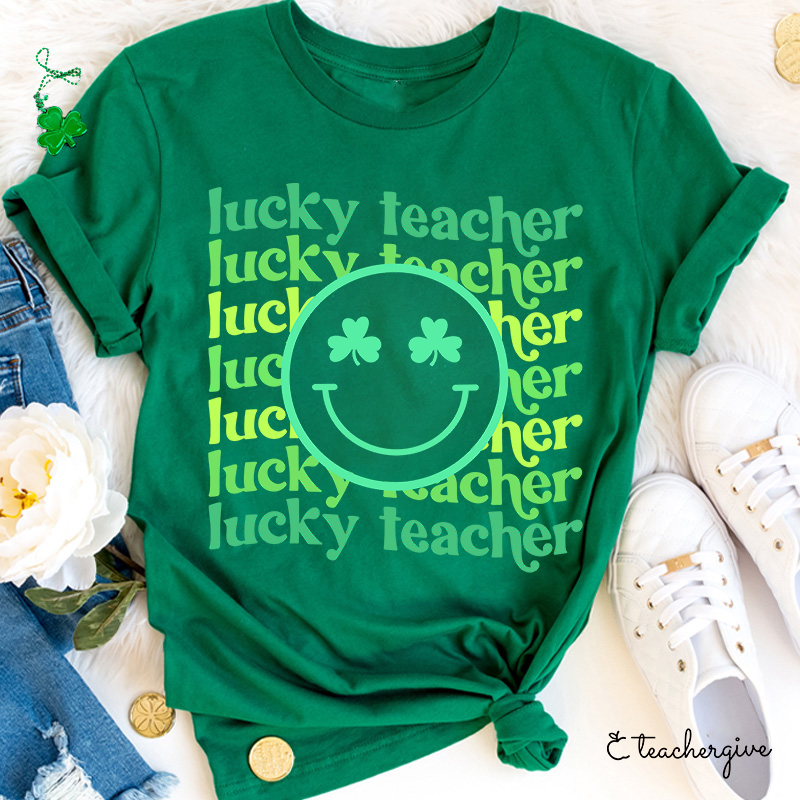 Lucky Teacher Check Teacher T-Shirt