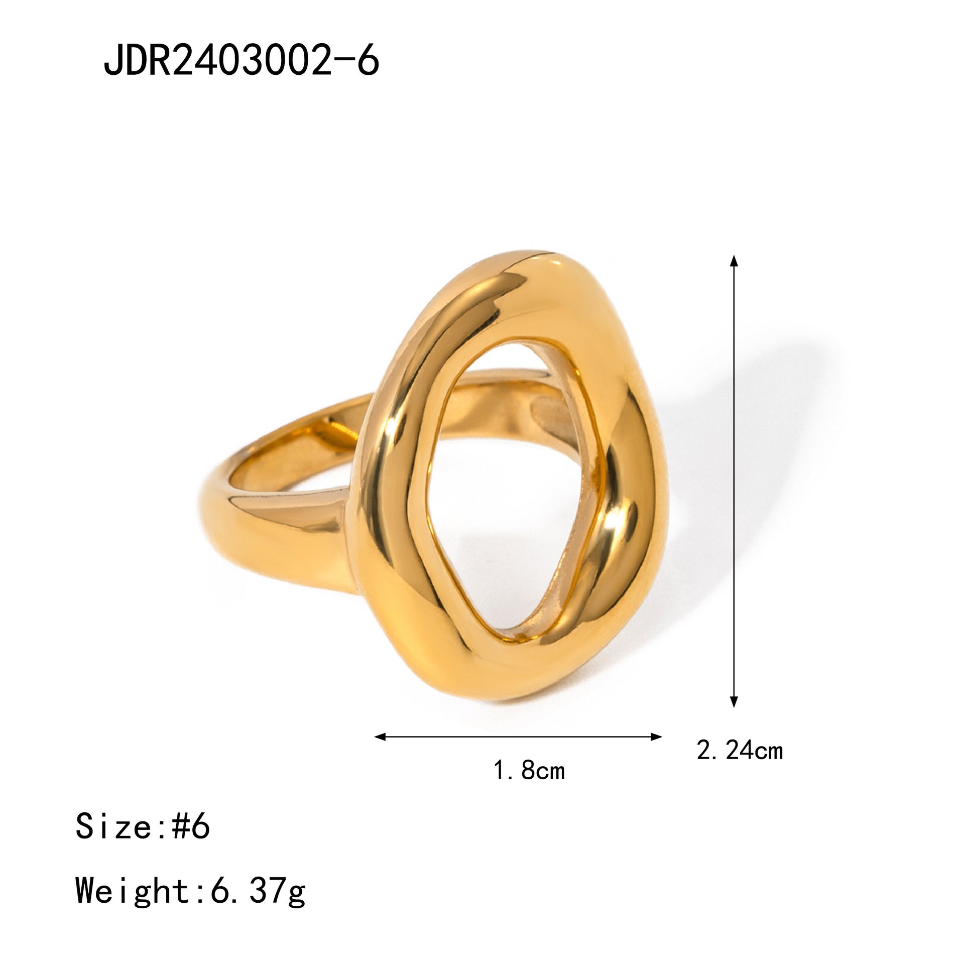 Jie Ding 18K Gold-Plated Stainless Steel Geometric Ring Buckle Bracelet Titanium Steel Jewelry
