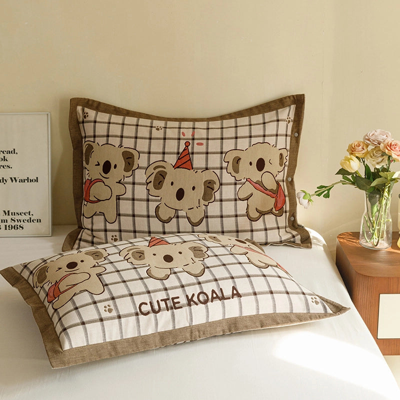 Cute Animal Letter Lattice Cotton Pillow Cases Couch & Sofa Decor
