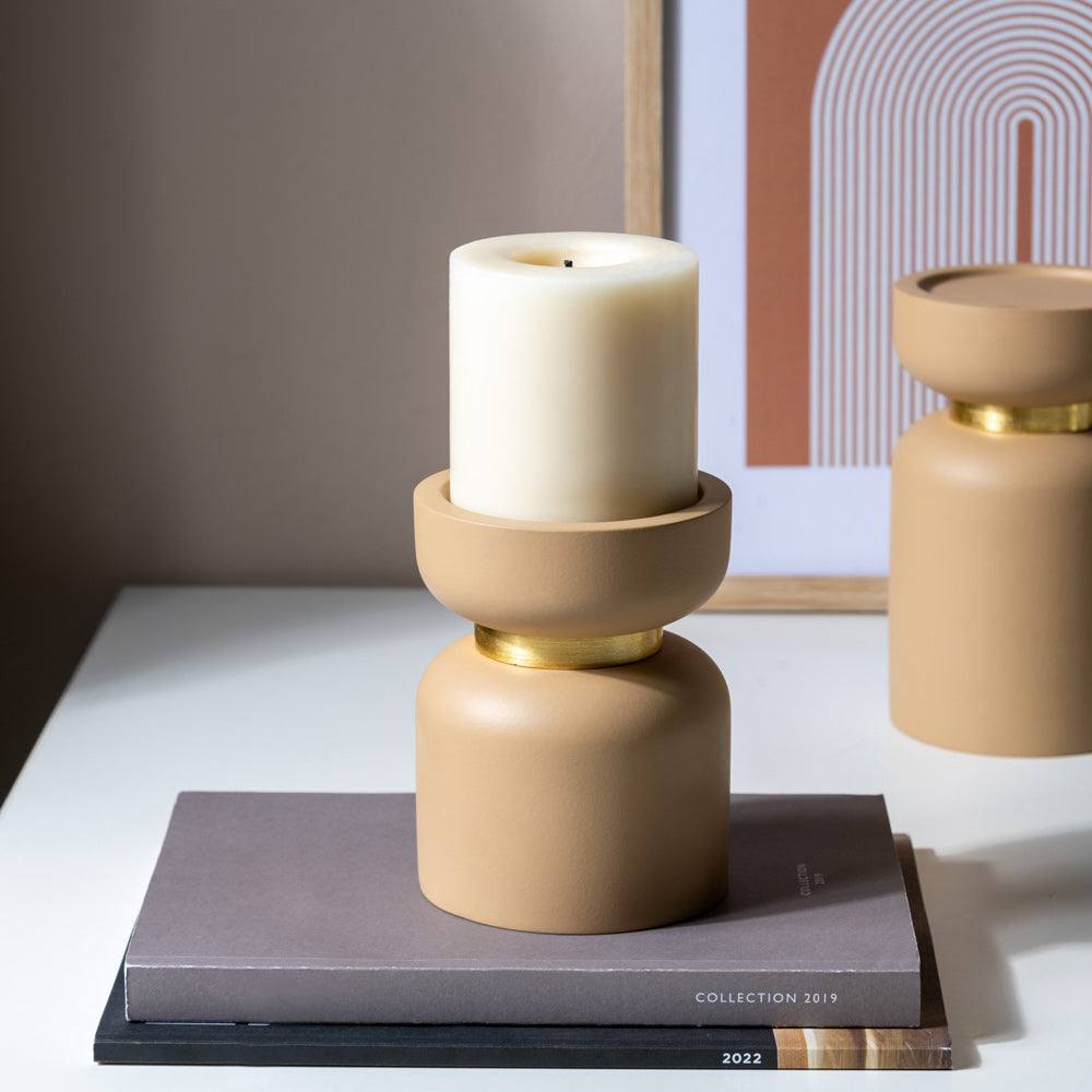 Concrete Candle Stand Medium - Taupe