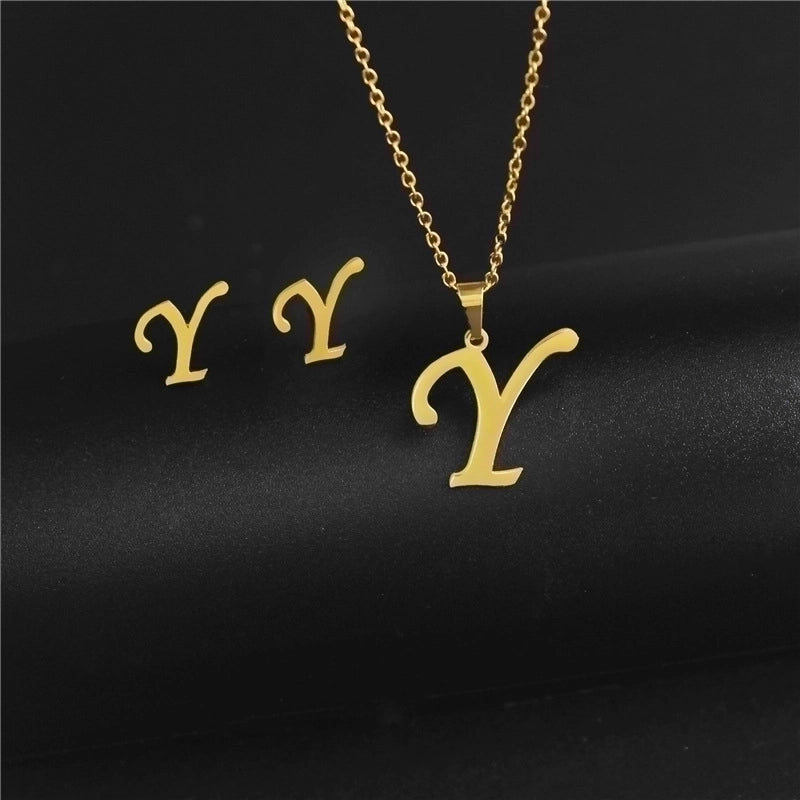 Minimalist Letter Stainless Steel Polishing No Inlaid